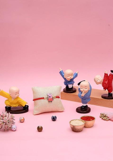 Aapno Playful Martial Monk Figurines Rajasthan Wraparound Rakhi