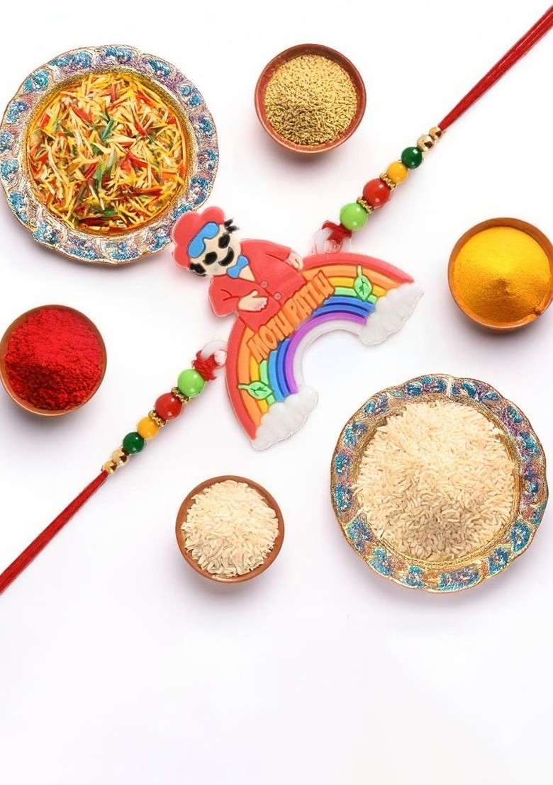 Beaded Motu Patlu Rainbow Wraparound Rakhi - Indya