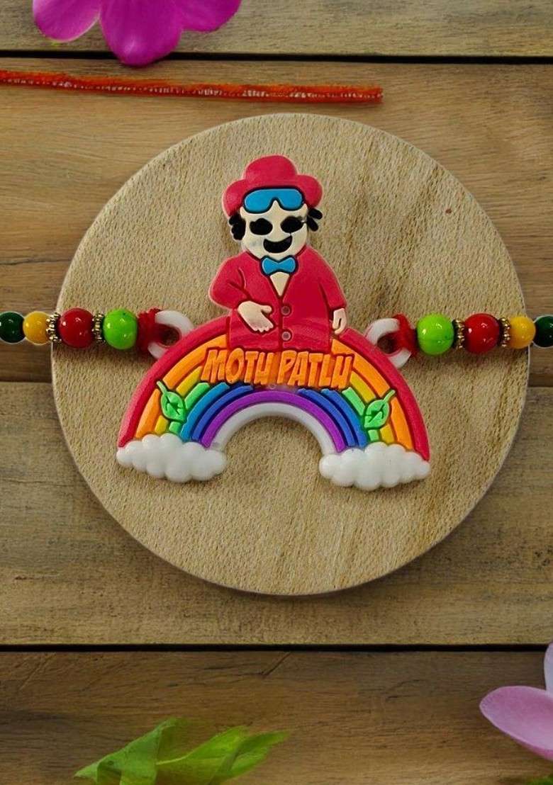 Beaded Motu Patlu Rainbow Wraparound Rakhi - Indya
