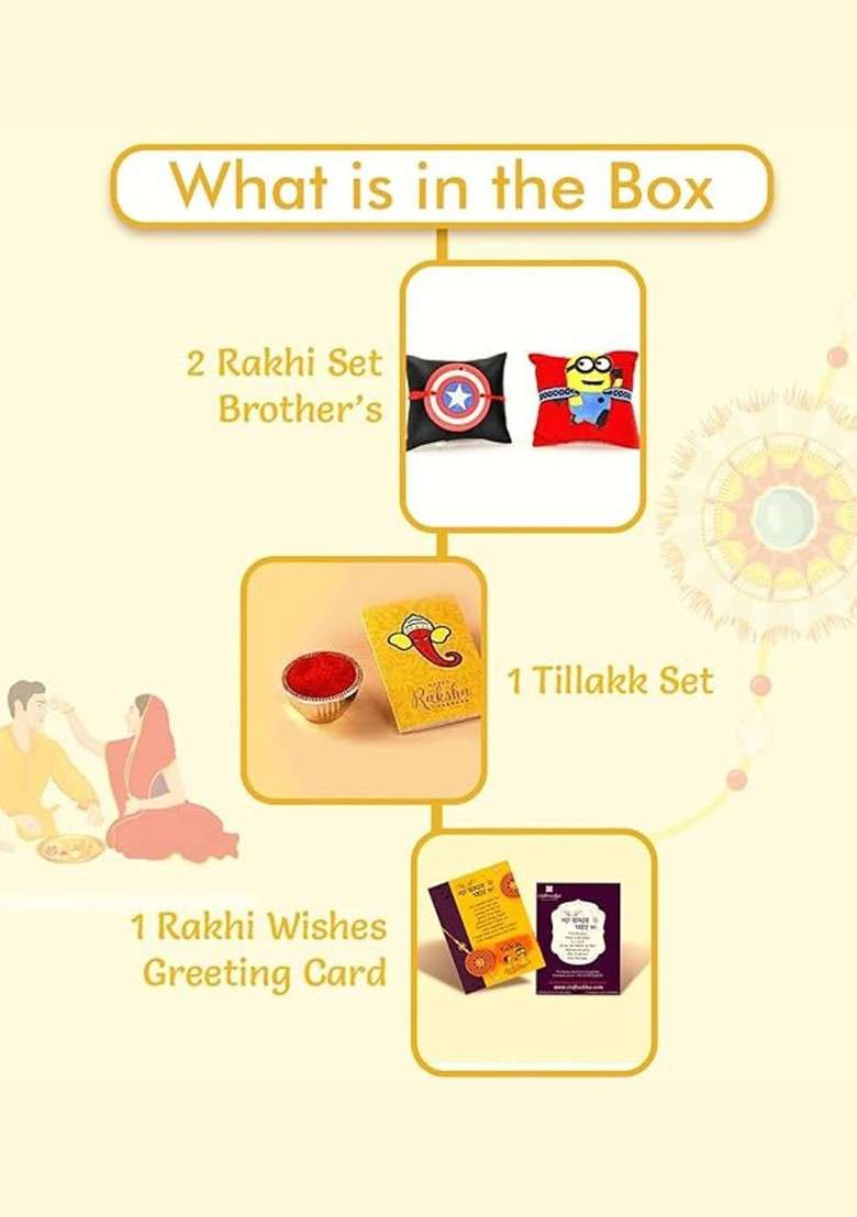 Kids Set Of 2 Raksha Bandhan Rakhi With Greeting Card - Indya