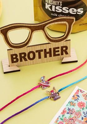 Purple Kids Set Of 2 Cartoon Character Purple And Red Thread Rakhi