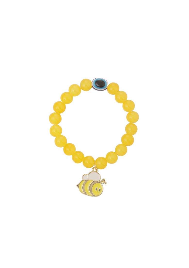 Yellow Kids Cartoon Design Yellow Artificial Beads Thread Rakhi - Indya