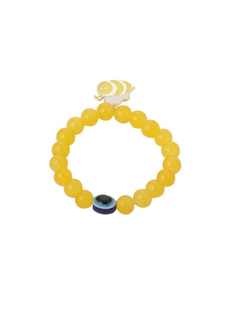 Yellow Kids Cartoon Design Yellow Artificial Beads Thread Rakhi - Indya