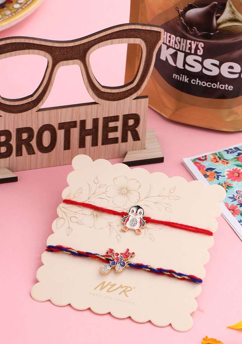Blue Kids Set Of 2 Cartoon Character Blue And Red Thread Rakhi - Indya