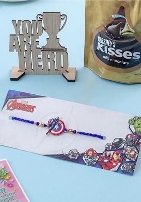 Blue Kids Superhero Blue Artificial Beads Thread Rakhi