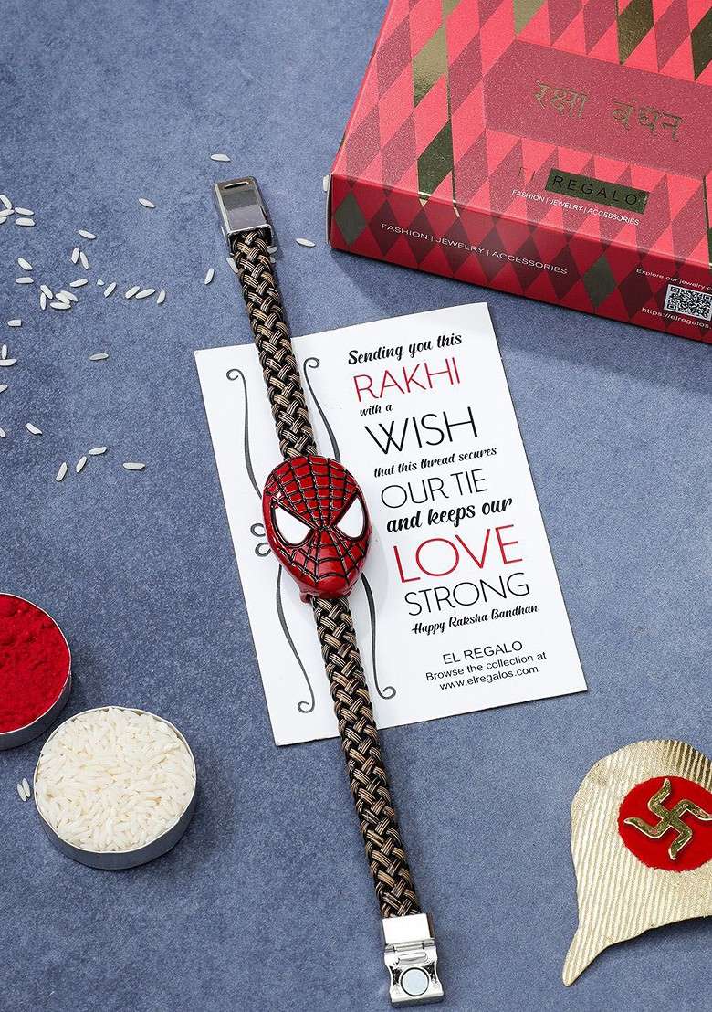 Boys Spiderman Charm Detail Bracelet Rakhi - Indya