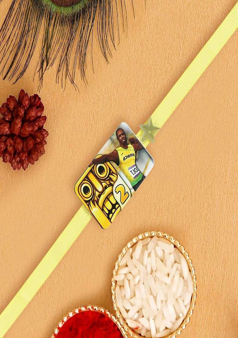 Yellow Boys Temple Run Style Thread Rakhi - Indya
