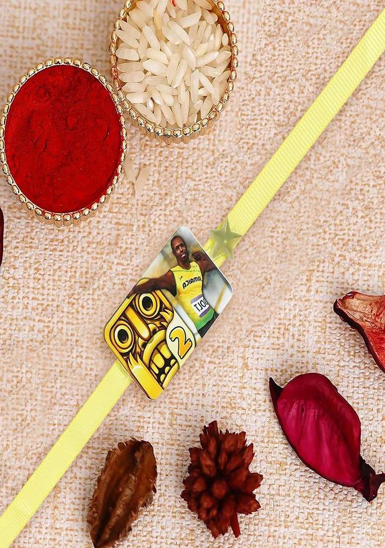 Yellow Boys Temple Run Style Thread Rakhi - Indya