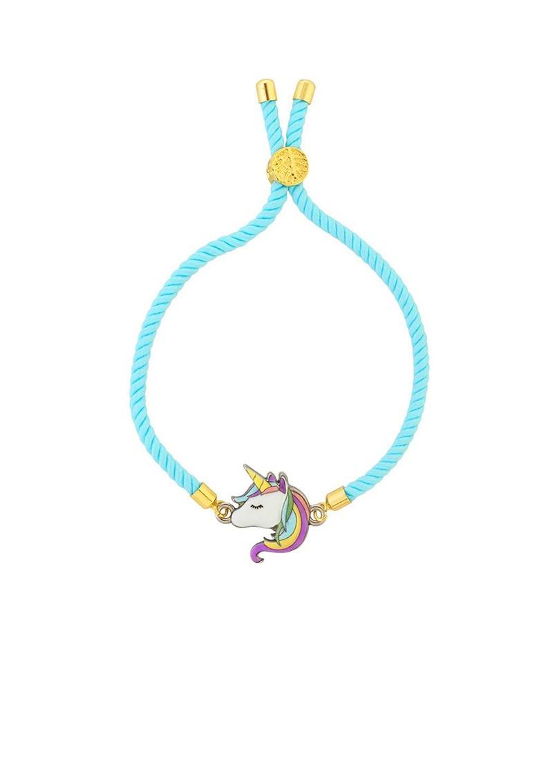 Blue Unicorn Threaded Bracelet Rakhi With Roli Chawal And Greeting Card