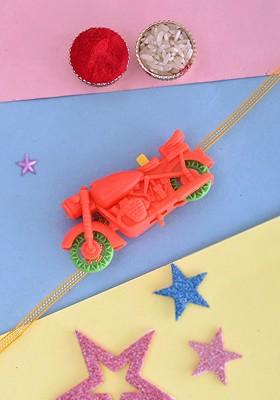 Red Red Astraonaut Cartoon Thread Rakhi With Roli Chawal And Greetings Card