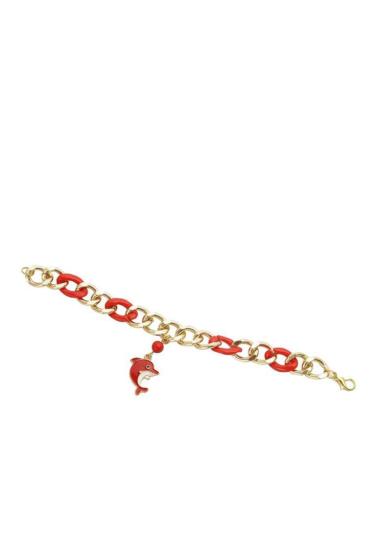 Red Whale Charm Bracelet Rakhi With Roli Chawal And Greetings Card - Indya