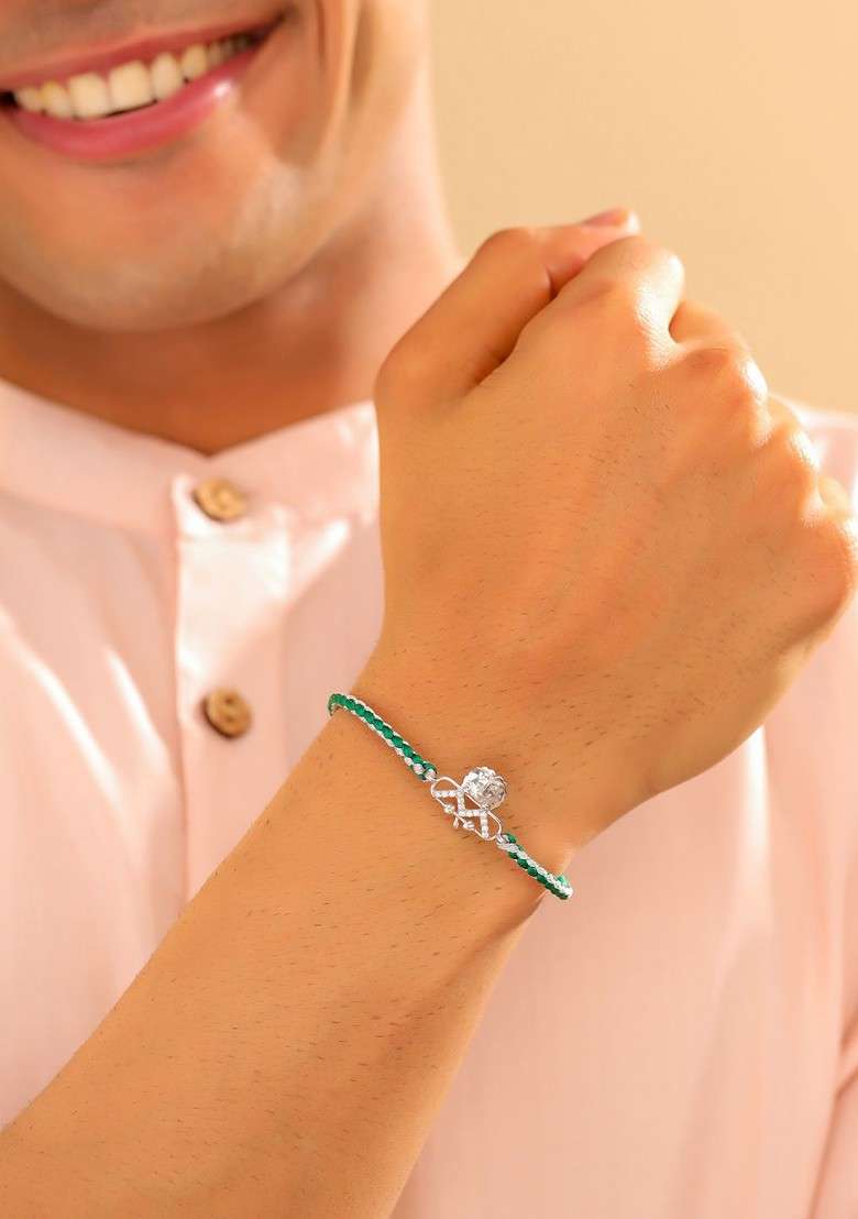 Kids 925 Sterling Silver Moissanite Lion Rakhi - Indya