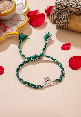 Kids 925 Sterling Silver Studded With Moissanite Rakhi