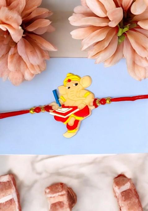 Red Lord Ganesha Thread Rakhi