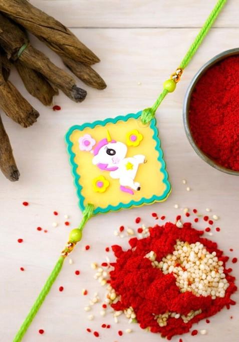 Pink Unicorn Shape Thread Rakhi