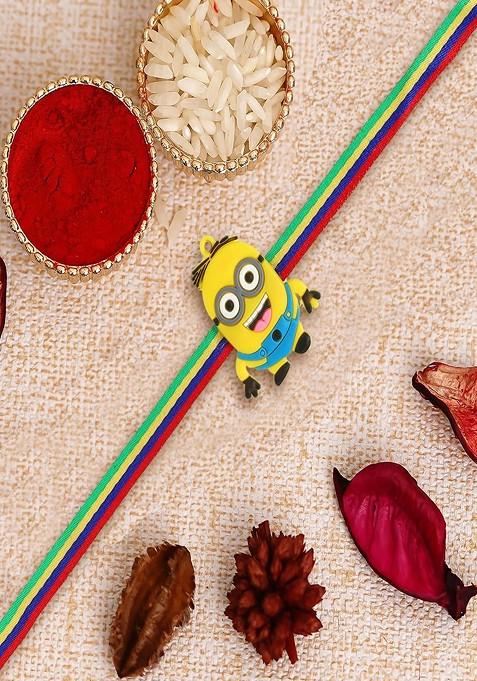 Yellow Kids Minions Thread Rakhi With Roli And Rice