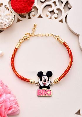 Kids Mickey Mouse Wraparound Rakhi With Roli Chawal And Greeting Card