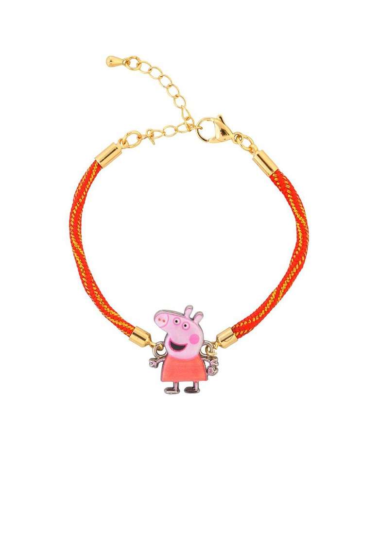 Kids Peppa Pig Wraparound Rakhi With Roli Chawal And Greeting Card - Indya