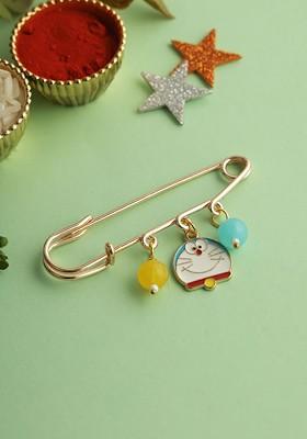 Kids Doraemon Wraparound Rakhi With Roli Chawal And Greetings Card