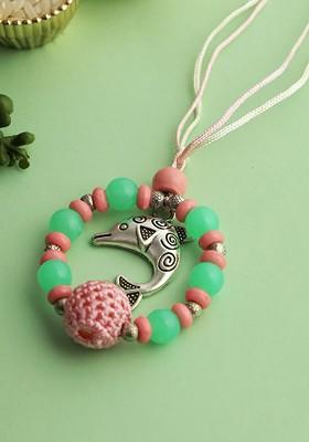 Pink Girls Beaded Thread Rakhi