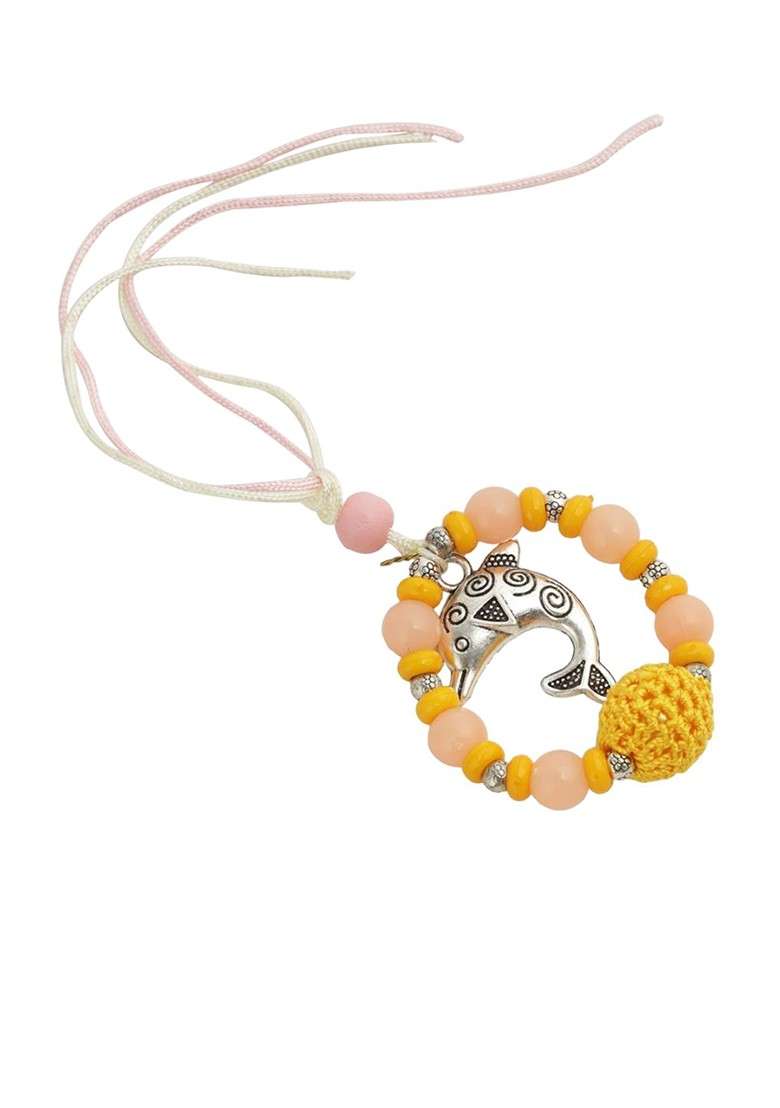 Yellow Girls Beaded Thread Rakhi - Indya