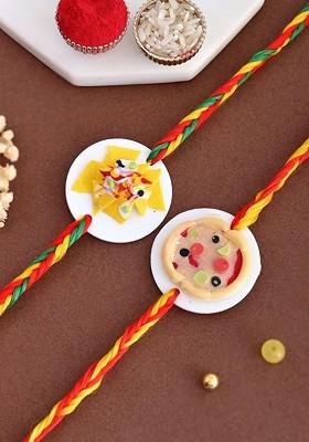 Set Of 2 Cheesy Nacho And Pizza Base Rakhis Roli Chawal