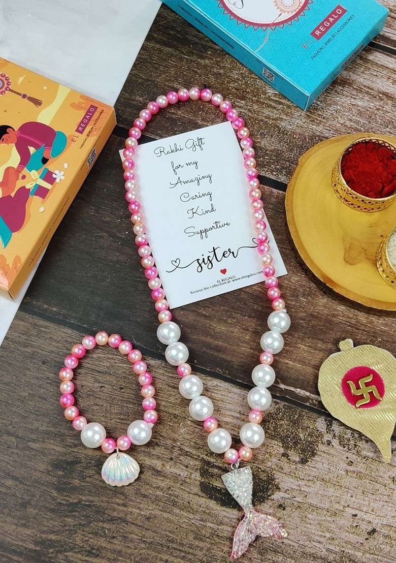 Girls Set Of 2 Jewellery Rakhi Gift Set - Indya