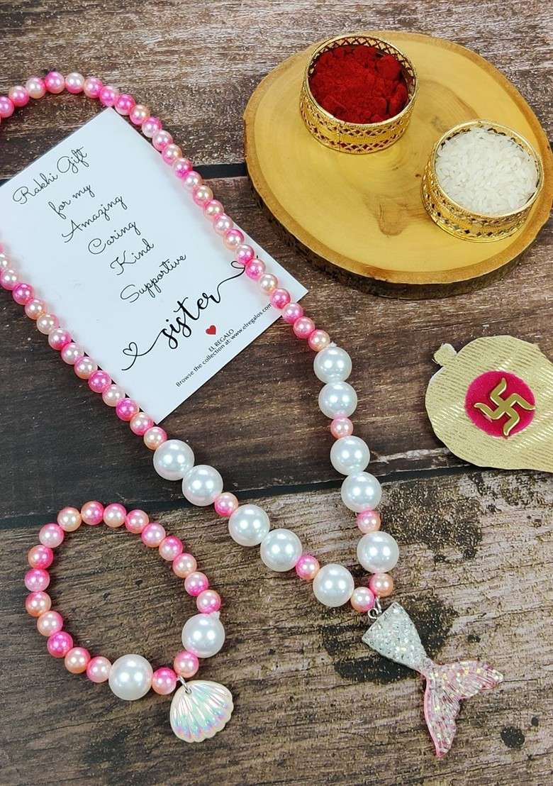 Girls Set Of 2 Jewellery Rakhi Gift Set - Indya