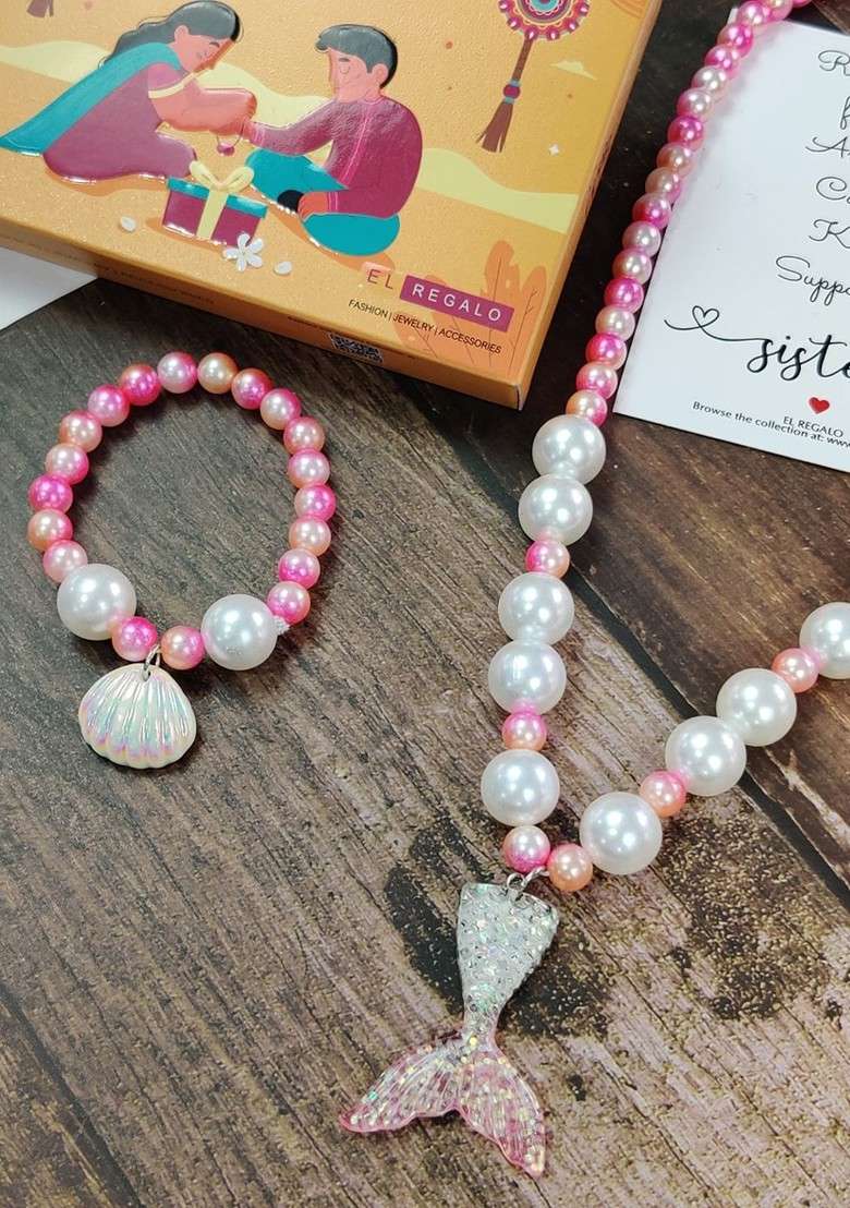 Girls Set Of 2 Jewellery Rakhi Gift Set - Indya
