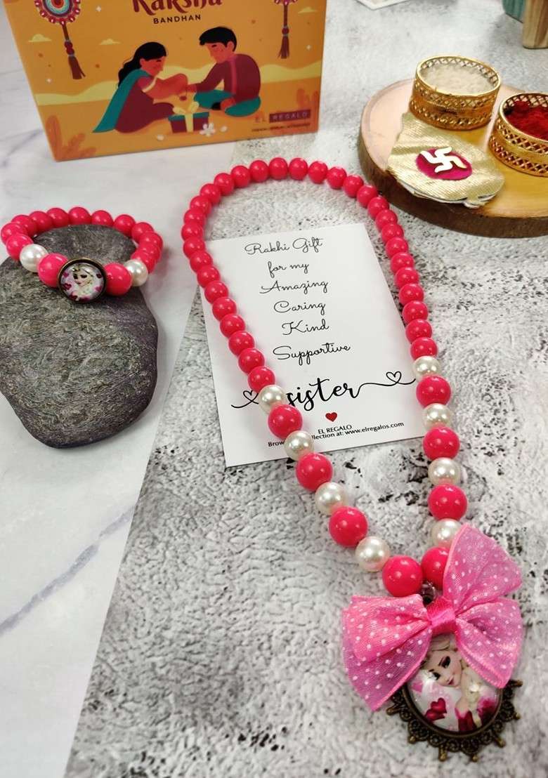 Girls Set Of 2 Frozen Jewellery Rakhi Gift Set - Indya