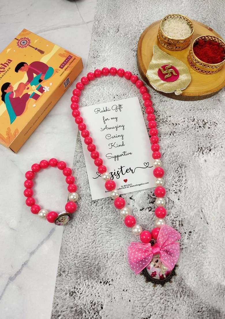 Girls Set Of 2 Frozen Jewellery Rakhi Gift Set - Indya