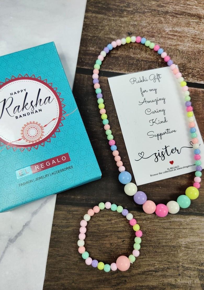Girls Set Of 2 Jewellery Rakhi Gift Set - Indya
