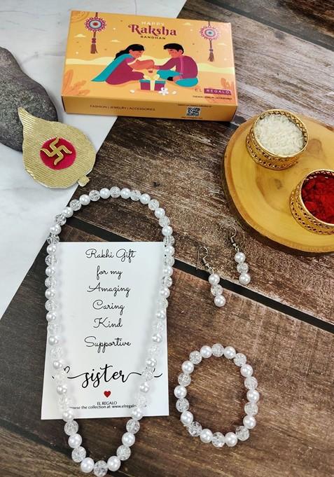 Set Of 3 Alloy Rakhi Jewellery Set