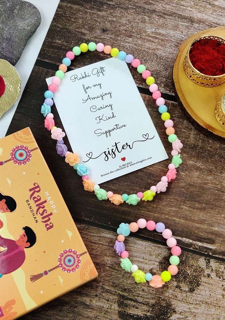 Girls Set Of 2 Jewellery Rakhi Gift Set - Indya