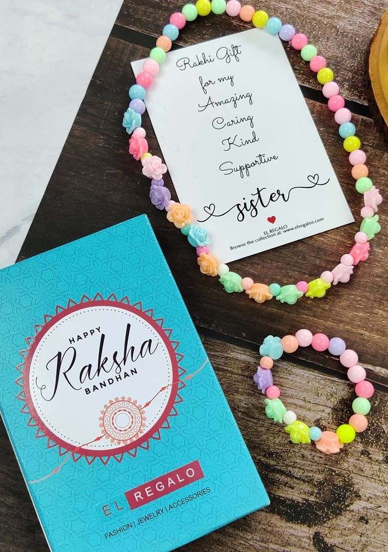 Girls Set Of 2 Jewellery Rakhi Gift Set - Indya