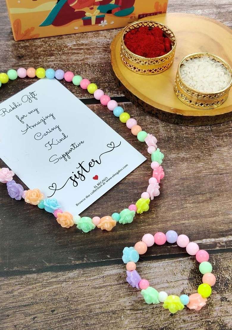 Girls Set Of 2 Jewellery Rakhi Gift Set - Indya