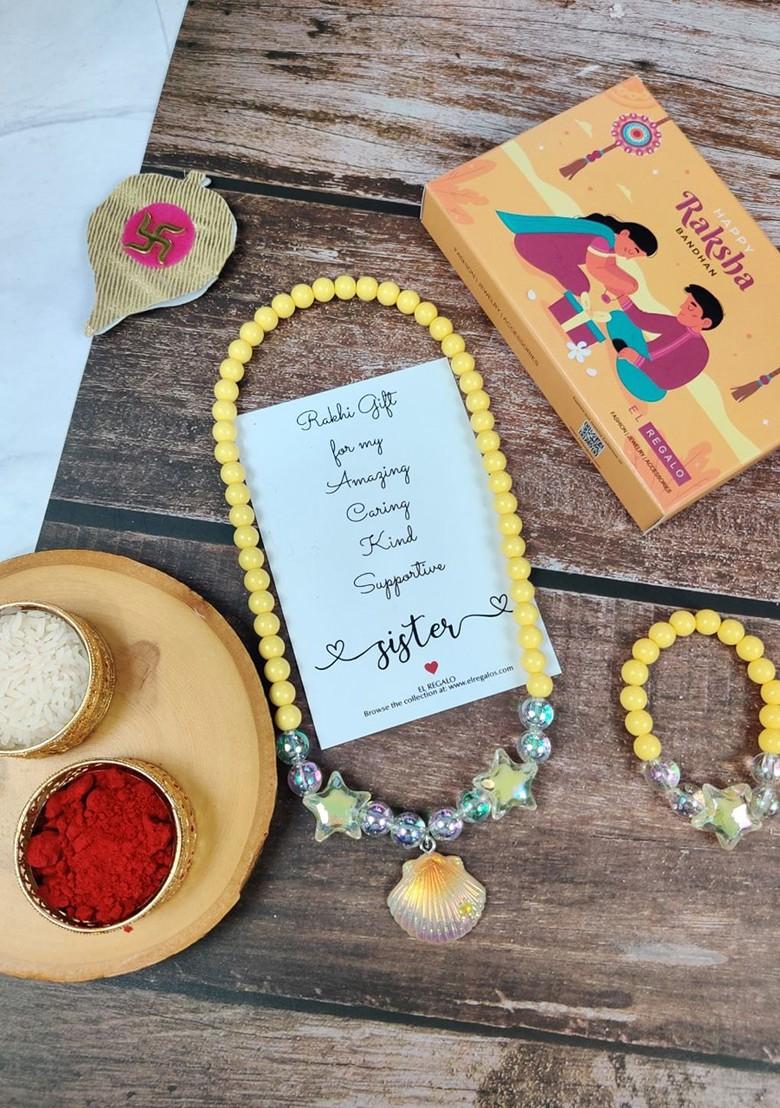 Girls Set Of 2 Jewellery Rakhi Gift Set - Indya