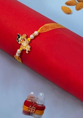 Kids Goldplated Little Hanuman Rakhi And Roli Chawal