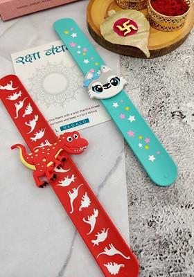 Kids Set Of 2 Slap Band Rakhi With Roli Chawal