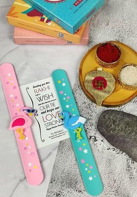 Kids Set Of 2 Slap Band Rakhi With Roli Chawal
