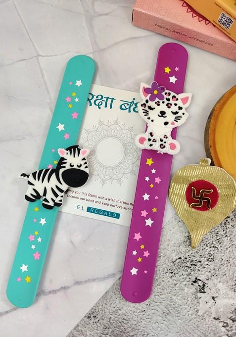 Kids Set Of 2 Slap Band Rakhi With Roli Chawal