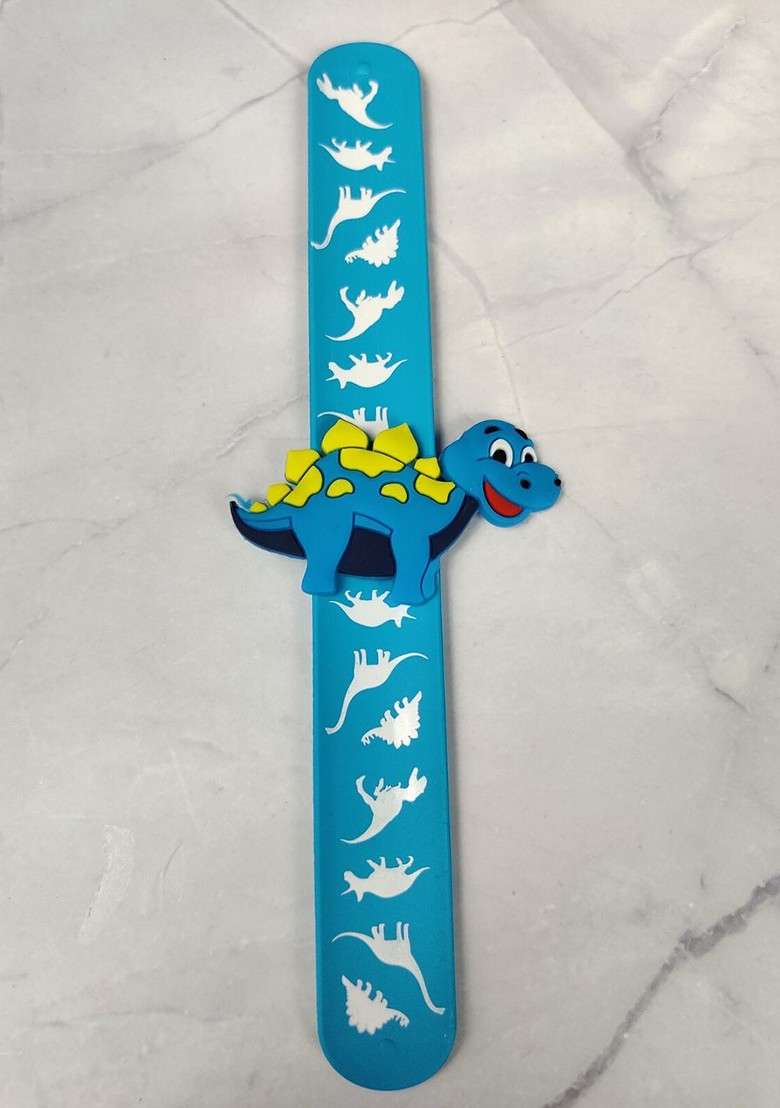 Kids Dinosaur Design Slap Band Rakhi With Roli Chawl And Card Gift Set - Indya