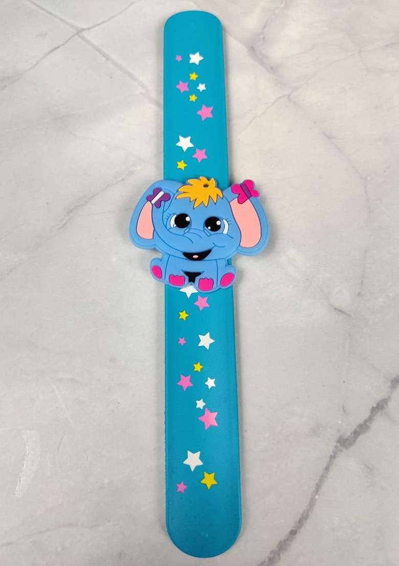 Kids Elephant Design Slap Band Rakhi With Roli Chawl And Card Gift Set - Indya