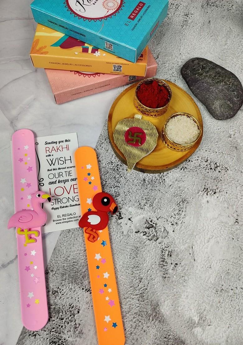 Kids Set Of 2 Slap Band Rakhi With Roli Chawal - Indya