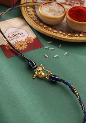 Kids Gold Plated Evil Eye Beaded Rakhi With Roli Chawal And Card