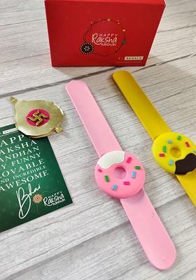 Kids Set Of 2 Donut Shaped Silicon Rakhi