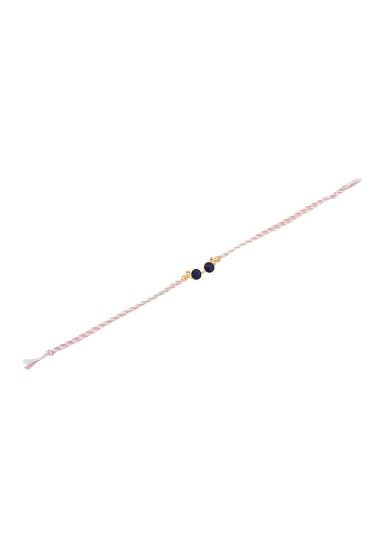 Gold Boys Stone Studded Thread Rakhi - Indya