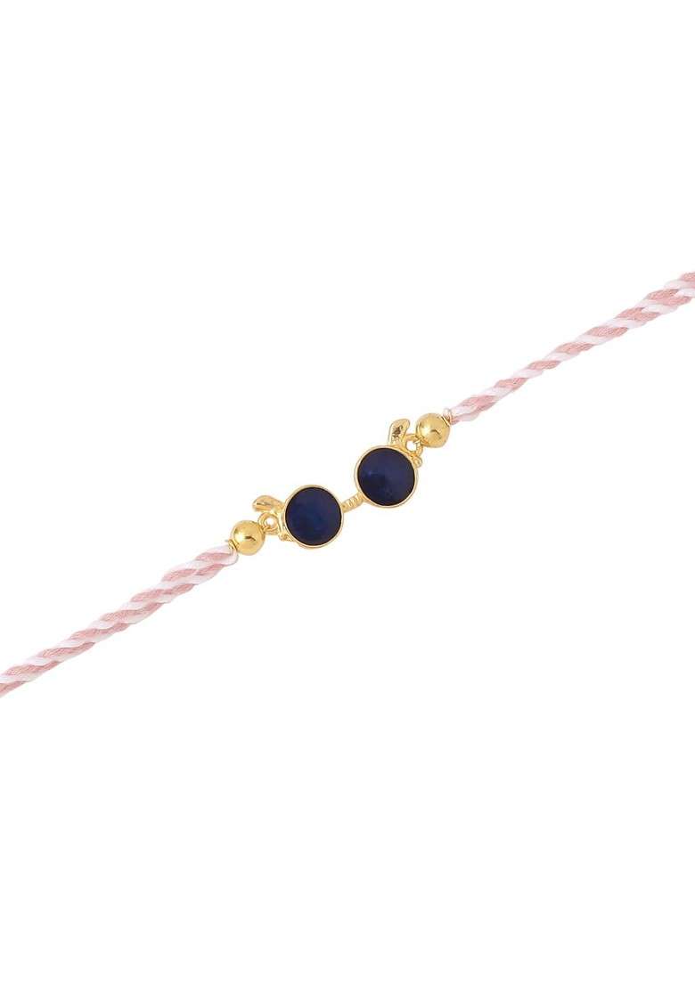 Gold Boys Stone Studded Thread Rakhi - Indya