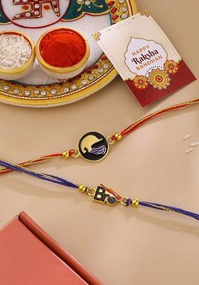 Gold Boys Set Of 2 Beaded Thread Rakhis