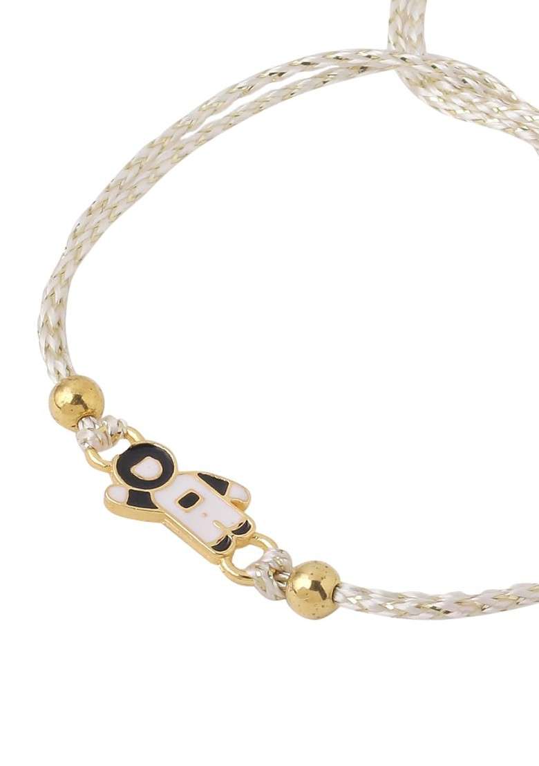 Gold Kids Set Of 2 Thread Rakhis - Indya